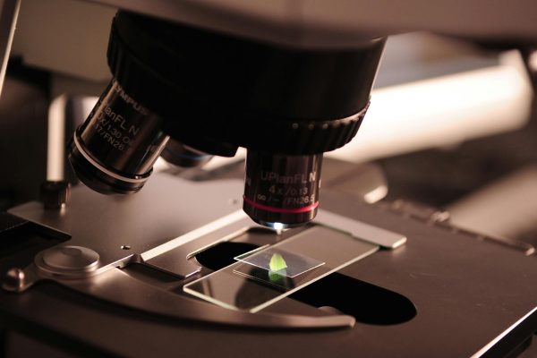 pexels-photo-256262-256262 Detailed view of a microscope with a slide in a laboratory environment.
