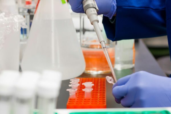 pexels-photo-954583-954583 Close-up of a scientist using pipette in laboratory with test tubes.